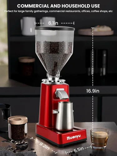 Miniatura 8 de Huanyu Molinillo de café de rebabas, rebaba plana de acero inoxidable, 19 ajustes de molienda precisos, capacidad de 35 onzas y dosis doble para 019