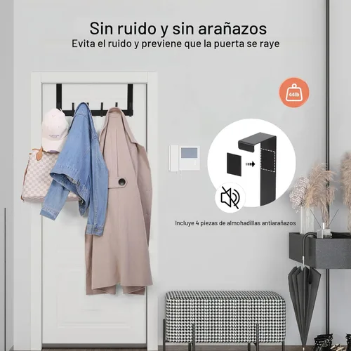 Miniatura 2 de Optish Ganchos sobre la Puerta, Ganchos Colgadores de Puerta para Colgar, Toalleros sobre las Puertas para Baño con 12 Ganchos para Abrigos, Negro
