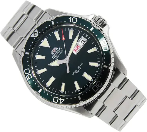 Miniatura 4 de Orient Reloj automático de 656.2 ft para hombre con esfera verde pulsera de acero RA-AA0004E, Verde, Moderno