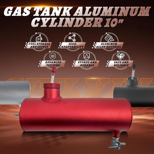 Miniatura 4 de SJVLXHI Tanque de Gas Rojo de Aluminio Cilindro de 10" para Coleman Powersports CT200U BT200X CT200u-ex, para Predator 212cc 196cc/6.5HP Go Kart