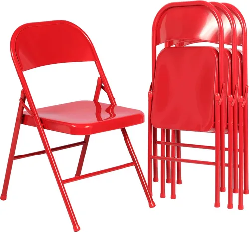 Miniatura 11 de VECELO Juego de 4 sillas plegables de metal, marco de acero con doble bisagra, fácil de plegar y apilar, para oficina, cocina, comedor, boda, patio