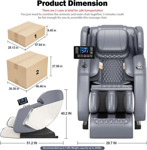 Miniatura 3 de Massage Chair Full Body- Zero GravityMassage Recliner with Air Pressure, 10 Fixed Massage Rollers, Heating, Foot Roller, Bluetooth Speaker for Home