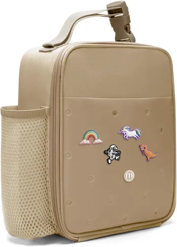 Miniatura 17 de MEXS Lonchera para niños, con dije de bricolaje y bolsas de almuerzo aisladas para niños y niñas, bolsa de almuerzo para la escuela, picnic con Azul