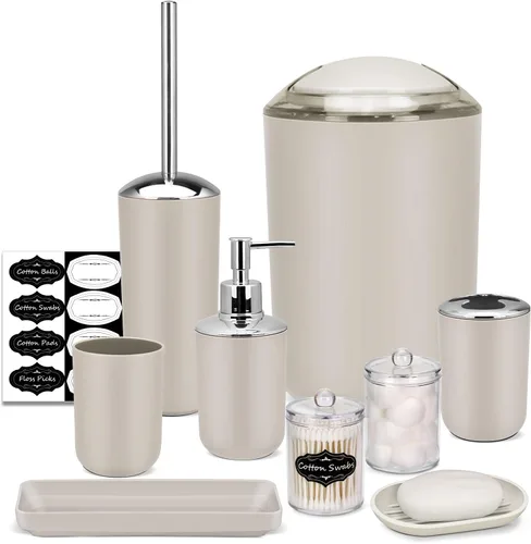 Miniatura 21 de Conjunto de Accesorios de Baño IMAVO, Juego de Baño Verde, Juego de 7 Piezas de Accesorios de Baño, Bandeja, Cepillo de Inodoro, Bote de Basura