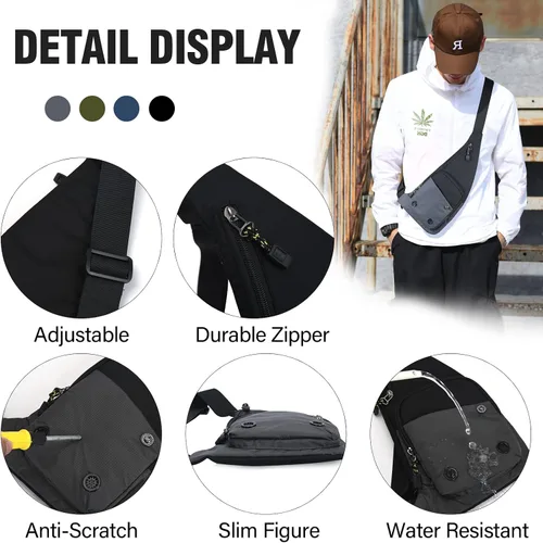 Miniatura 3 de Peicees Bolso bandolera para hombres y mujeres, mochila con correa y bolsillos, bolsa de pecho para correr, senderismo, camping, ejercicio al aire