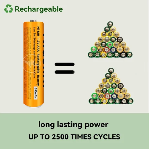 Miniatura 3 de Paquete de 4 baterías recargables AAA NI-MH para Panasonic, 1.2 V 550 mAh AAA baterías recargables para teléfonos inalámbricos Panasonic, controles