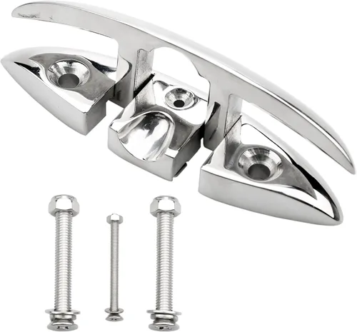 Miniatura 9 de Thorn Taco plegable para barco, acero inoxidable marino de 4-1/2 pulgadas, tacos plegables con cierres y placas traseras Plateado (sliver)