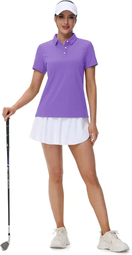 Miniatura 6 de MAGCOMSEN Polos de golf para mujer, manga corta, UPF 50+, cuello de secado rápido, para tenis, trabajo, atletismo