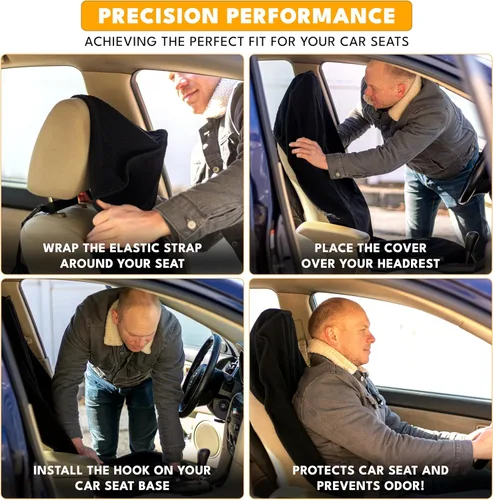 Miniatura 8 de EcoNour Toalla de Sudor Funda de Asiento de Coche con Almohadilla de Hombro para Cinturón Protector de Asiento Lavable para el Sudor, Comida