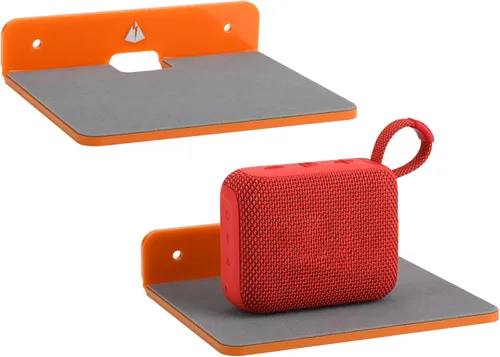 Miniatura 8 de Estantes flotantes pequeños para altavoces, paquete de 2 estantes de pared, soporte de altavoz para altavoz, estante de exhibición de cámara web