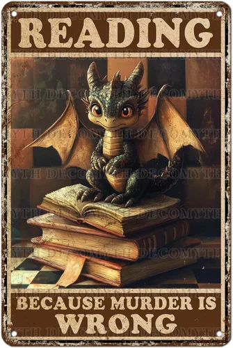 Letrero de estaño decorativo de Dragón Negro Lectura Porque el Asesinato Es Incorrecto Letrero de Metal Decoración de Pared Gracioso Humor de Garaje
