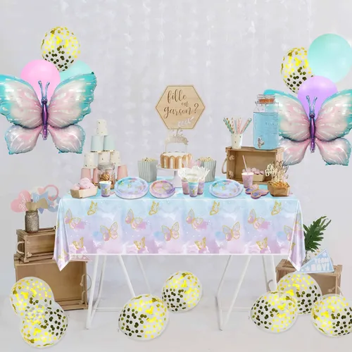 Miniatura 5 de 166 decoraciones de cumpleaños de mariposa, incluye platos de papel de mariposa, servilletas, vasos, mantel y pajitas para decoraciones