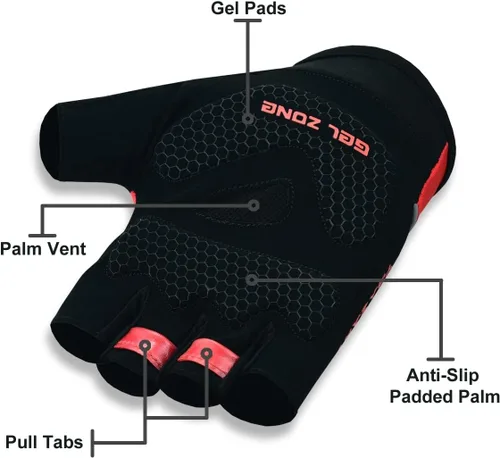 Miniatura 5 de Guantes de ciclismo de medio dedo, guantes de bicicleta antideslizantes de gel acolchados que absorben los golpes, guantes de ciclismo para hombres
