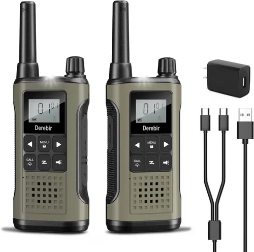 Miniatura 13 de Walkie Talkies para adultos, paquete de 2, walkie talkies recargables de largo alcance, 22 canales FRS, radios de 2 vías con alerta meteorológica