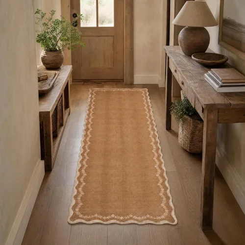 Miniatura 89 de GarveeHome Alfombra de entrada festoneada, 2 x 3, color azul sólido, lavable, alfombra floral para entrada interior, alfombra floral antideslizante
