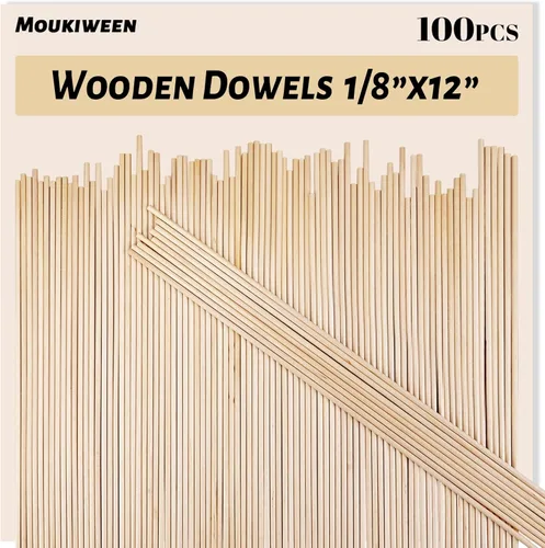 Miniatura 8 de Varillas de madera, 100 varillas redondas de madera de 1/4 x 6 pulgadas para manualidades, decoración del hogar, soporte de pasteles, accesorios