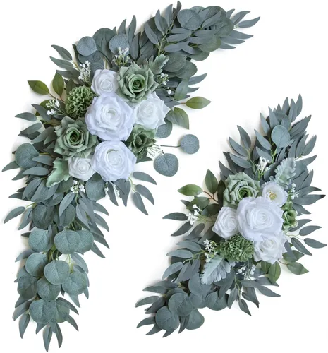Miniatura 11 de ponatia Flores de Arco de Boda (Paquete de 2), Flores Borgoña y Azul Marino para Decoraciones de Boda, Señales de Bienvenida, Arcos de Boda