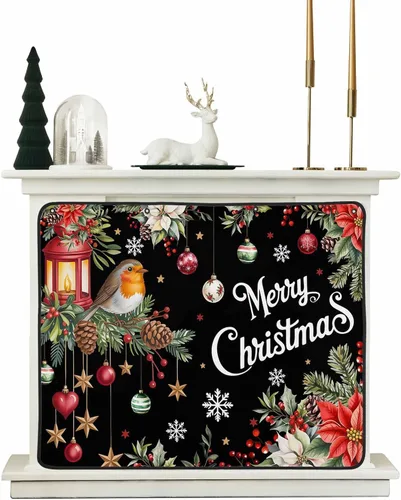 Miniatura 17 de Cubierta magnética azul para chimenea, detiene la pérdida de calor, pantalla de chimenea para interiores, bolas de gnomos de Navidad, árbol de copo