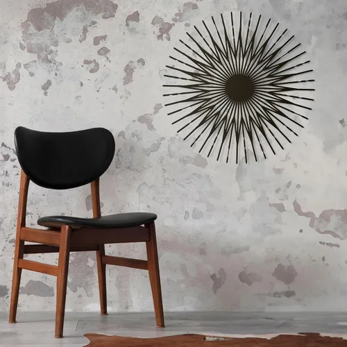 NEODECO Arte de pared de metal de un solo sol, decoración geométrica solar, colores metálicos, escultura de pared grande en 3D, modelo A (negro,