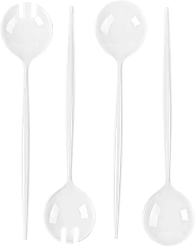 Miniatura 3 de Juego de 4 cucharas de servir y tenedor blanco para cenas, bodas, Acción de Gracias