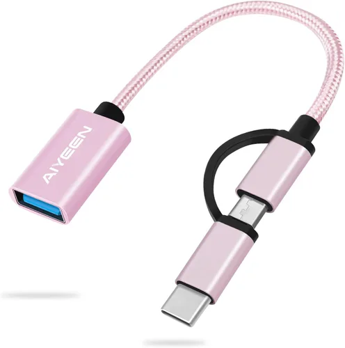 Miniatura 8 de Adaptador USB-C/Micro a USB, USB 3.0 2 en 1, cable adaptador OTG, compatible con MacBook Pro, Android, Google, Samsung y más, negro
