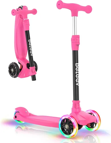 Miniatura 17 de BELEEV Patinetes para Niños de 3 Ruedas Patinete de Empuje para Niños Pequeños Niñas y Niños, 4 Alturas Ajustables, Inclinarse para Dirigir, Ruedas