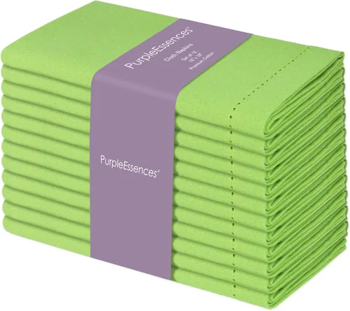 Miniatura 8 de PurpleEssences Juego de 6 servilletas de tela de vainica, 100% algodón, suaves, duraderas, lavables, ideales para bodas, Navidad, vacaciones