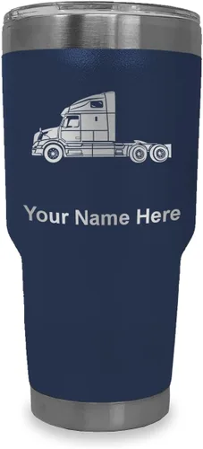 Miniatura 19 de LaserGram Taza aislada al vacío de 20 onzas, cabina de camión, grabado personalizado incluido (negro)