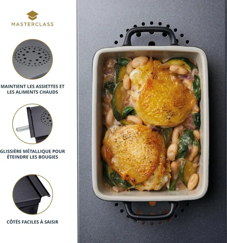 Miniatura 4 de MasterClass - Calentador profesional de alimentos extra grande de tres luces, calentador de platos, caja de exhibición, negro/gris