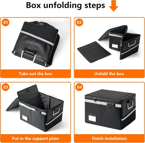 Miniatura 5 de Caja de documentos impermeable ignífuga con cerradura, organizador de archivos portátil plegable, almacenamiento de carcasa dura para colgar cartas
