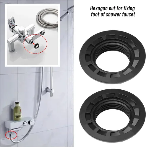 Miniatura 2 de SING F LTD 4 tuercas traseras para fregadero de 3/4 pulgadas, accesorios de plástico BSP para grifos de lavabo, mezcladores, cara redonda, brida