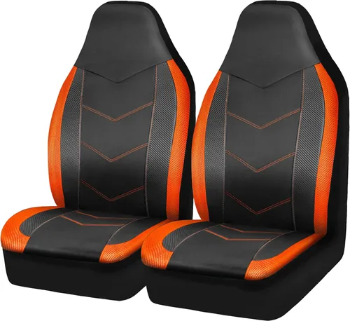 Miniatura 12 de Pic auto - Fundas para asientos delanteros de auto con respaldo alto, diseño deportivo de malla de fibra de carbono, ajuste universal, compatible
