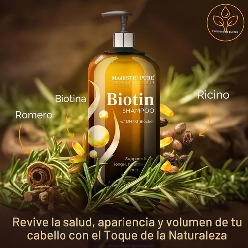 Miniatura 6 de Majestic Pure Biotin Shampoo - Champú voluminizador para la caída del cabello - con bloqueador DHT-3 - Hidratante y nutritivo - Sin sulfato