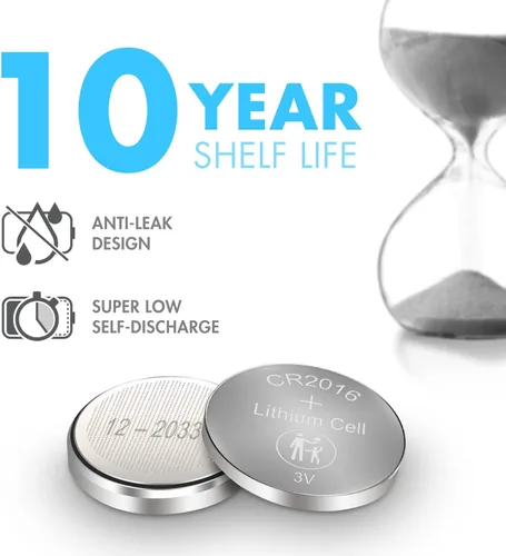 Miniatura 4 de Tenergy Batería CR2016, relojes de batería de litio CR2016 de 3 V, llaveros, calculadoras, dispositivos médicos y más, 5