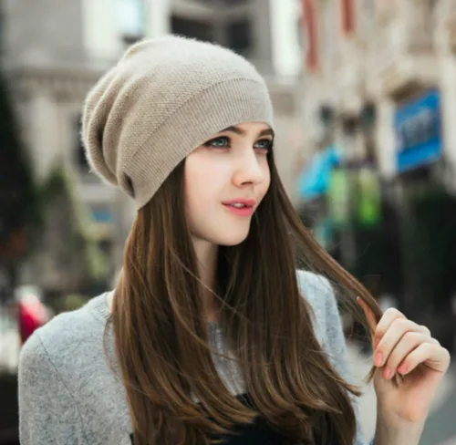 Miniatura 3 de WaySoft Gorro de cachemira 100% para mujer en una caja de regalo, gorro de gran tamaño para mujer