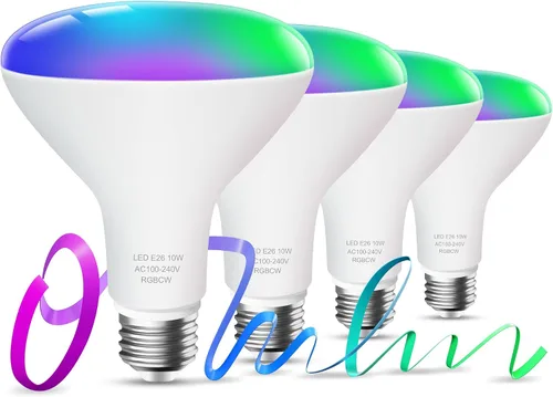 OHLUX BR30 Bombilla inteligente de inundación, bombilla inteligente WiFi equivalente a 85 W, RGBCW, sincronización de música, bombilla que cambia de