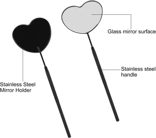 Miniatura 4 de Espejo de extensión de pestañas, espejo de pestañas en forma de corazón, herramienta profesional portátil de acero inoxidable para extensión
