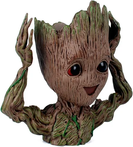 Miniatura 2 de Maceta linda de 6 pulgadas con diseño de bebé Groot sonriente, macetas con cabeza para plantas de interior o divertido porta lapices, maceta