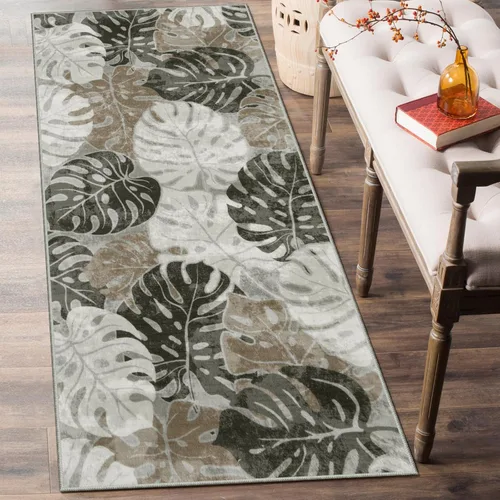 Miniatura 12 de Wonnitar Leaf - Alfombra de cocina de 2x3 pies, alfombra azul pequeña para baño, alfombra decorativa lavable para mesita de noche, planta