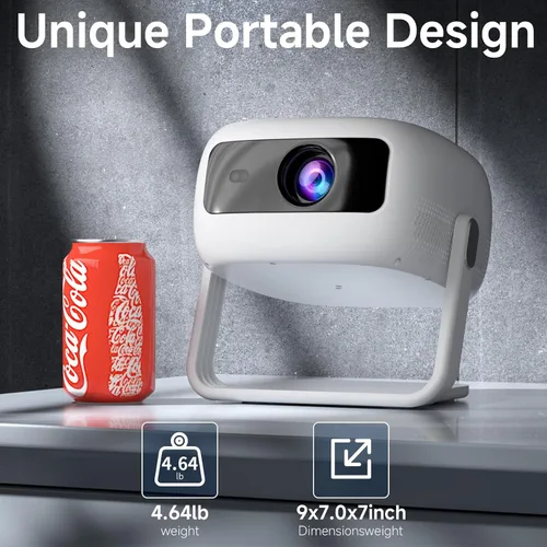 Miniatura 6 de [Soporte ajustable de 360°] Mini proyector con WiFi y Bluetooth: enfoque eléctrico y Keystone automático compatible con 1080p, 15000L, proyector