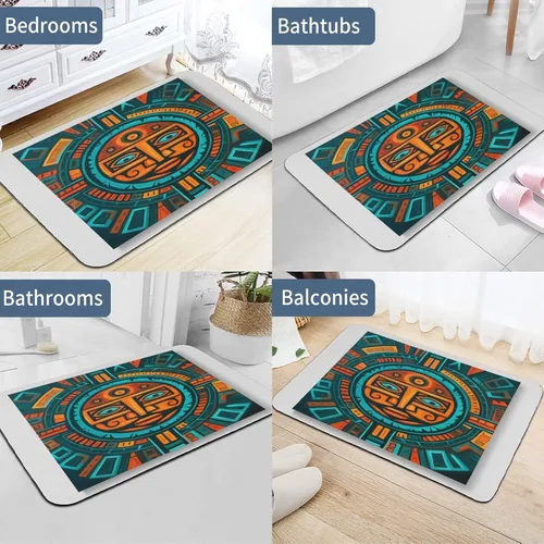 Miniatura 5 de Alfombra de baño de color naranja brillante, turquesa, verde azulado, azul, piel de napa, antideslizante, ultra suave y súper absorbente, alfombra