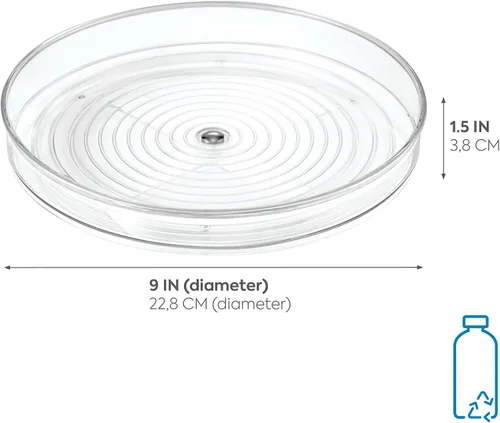 Miniatura 2 de iDesign Organizador Lazy Susan de 9 pulgadas, plato giratorio pequeño Lazy Susan para armario o despensa, transparente Tocadiscos pequeños