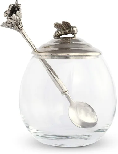 Miniatura 3 de Vagabond House Tarro de cristal de abeja de peltre con cuchara de 5 pulgadas de alto, 12 onzas