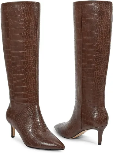 Miniatura 42 de wetkiss Botas altas hasta la rodilla para mujer, con tacón de gatito y diseño de punta puntiaguda, clásicas y sexys