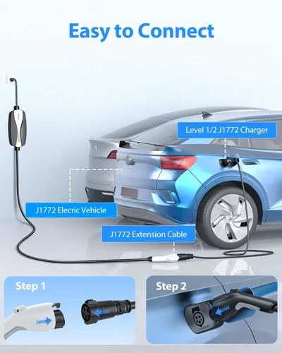 Miniatura 5 de Cable de extensión de cargador EV, cable de extensión J1772 de 40 amperios de 21 pies compatible con cargadores de vehículos eléctricos SAE J1772