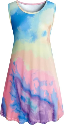 Miniatura 2 de Tanst Vestido sin mangas para mujer, estampado damasco, para verano, con bolsillos (S-3XL)