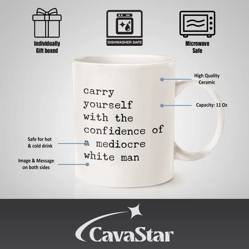 Miniatura 7 de Taza con texto en inglés «Carry Yourself With The Confidence Of A Mediocre White Man», divertida taza feminista, taza de cerámica tóxica para regalo