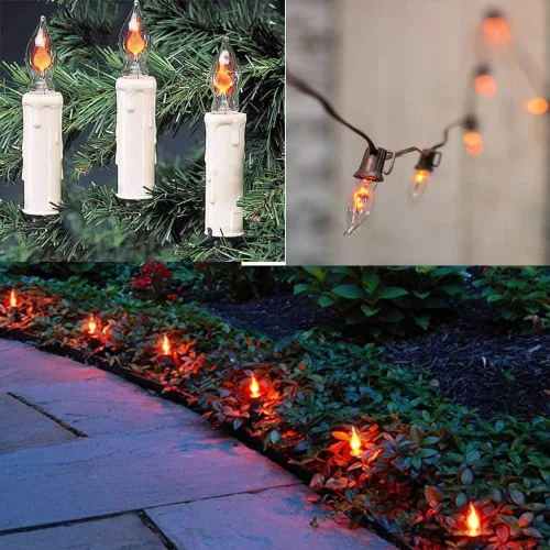 Miniatura 5 de GOOTHY Paquete de 12 bombillas blancas y azules con forma de llama de Navidad, bombillas C18 de repuesto para velas eléctricas Hanukah de Navidad, 7