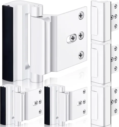 Miniatura 8 de Paquete de 6 refuerzos de seguridad para puerta para el hogar con 48 tornillos a prueba de niños, cerraduras de puerta para cerradura
