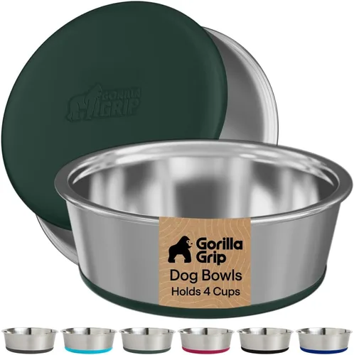 Miniatura 27 de GORILLA GRIP Tazones para perros, acero inoxidable 304 de grado alimenticio, capacidad para 2 tazas cada uno (16 onzas líquidas) para alimentos